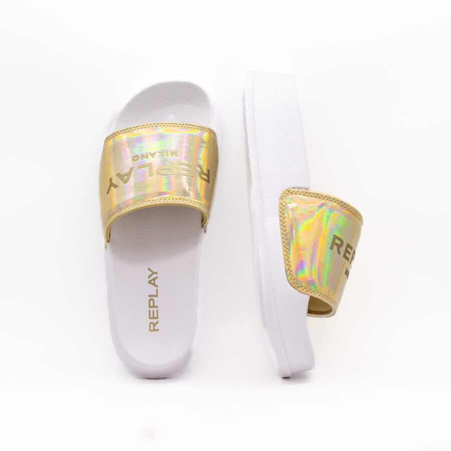 Chinelo Replay New Lotty Iridescent Dourado