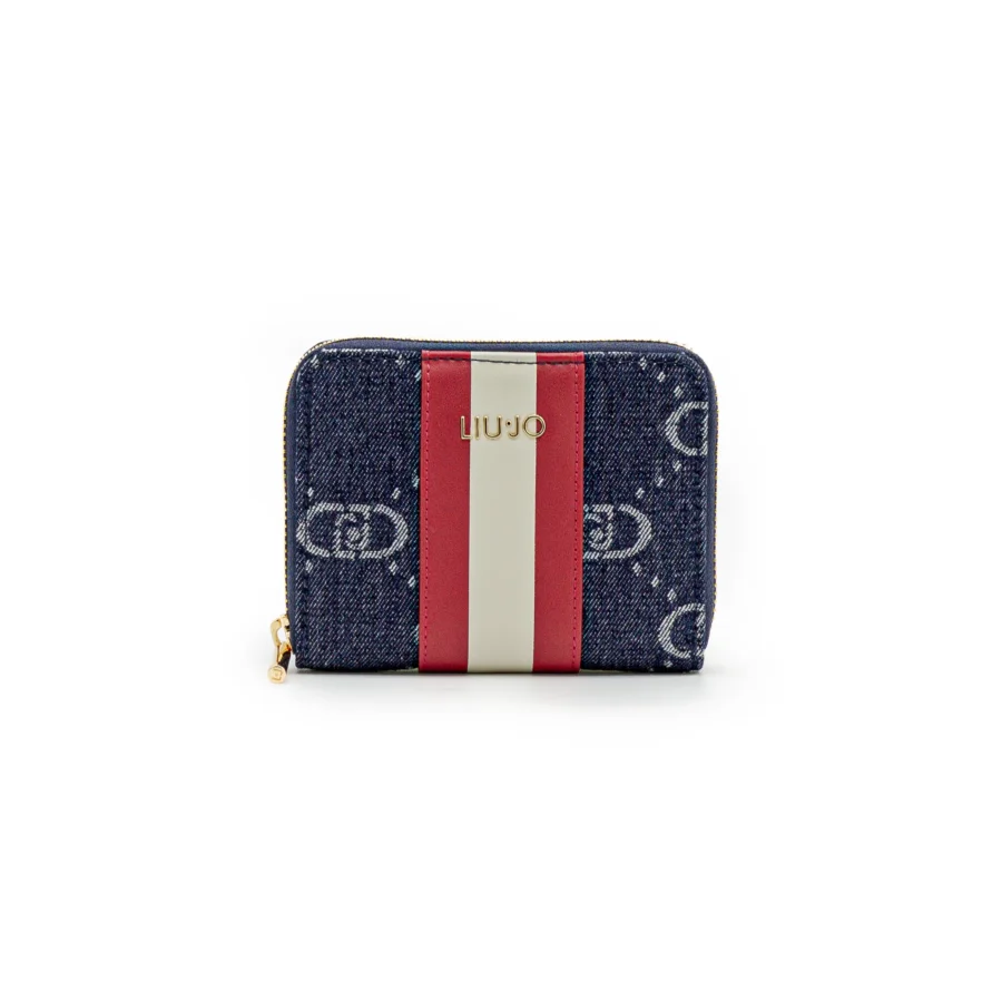Carteira pequena Liu Jo AA5156E azul e vermelha vista frontal