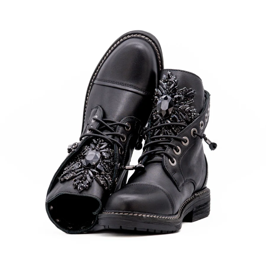 Bota Alma en Pena I251001 pretas com floco de neve preto como detalhe decorativo