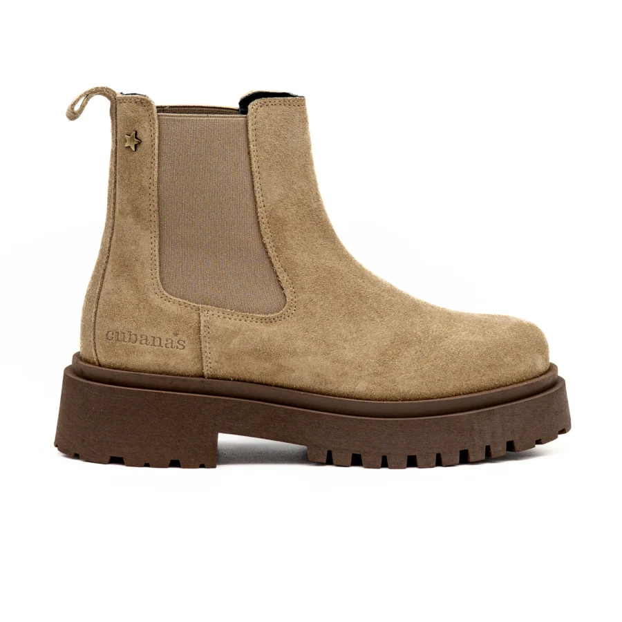 Bota Cubanas Nut-102 castanha em pele com salto médio