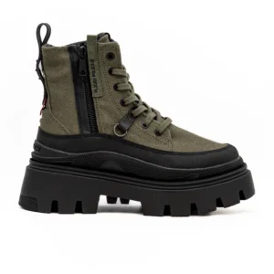 Bota Palladium Pallasquad Zip em Verde vista lateral