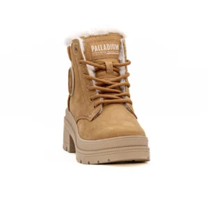 Bota Palladium Pallarise NBK WL em Camel vista frontal