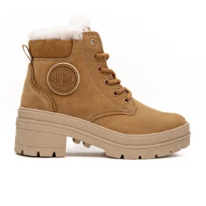 Bota Palladium Pallarise NBK WL em Camel vista lateral