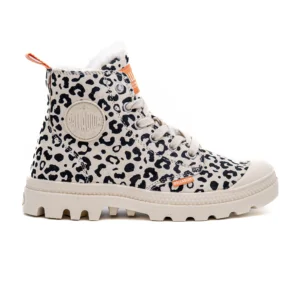 Bota Palladium Pampa Hi Zip Leo em Branco vista lateral