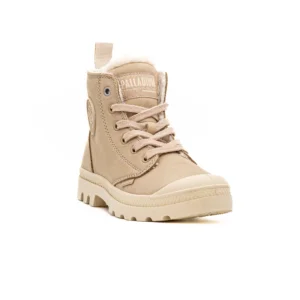 Bota Palladium Pampa Hi Zip em Bege vista frontal