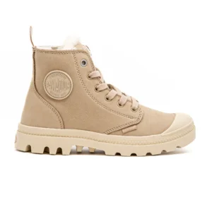 Bota Palladium Pampa Hi Zip em Bege vista lateral