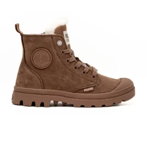 Bota Palladium Pampa Hi Zip em Cacau vista lateral