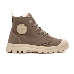 Bota Palladium Pampa Hi Zip em Castanho vista lateral