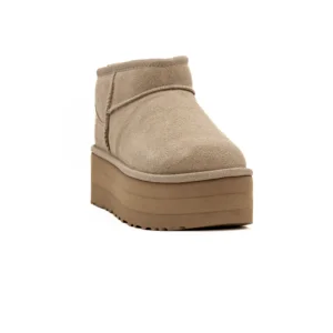 Bota UGG W Classic Ultra Mini Platform Bege vista frontal