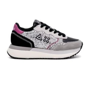 Sapatilha Sun68 Big Ally Glitter em Prateado vista lateral