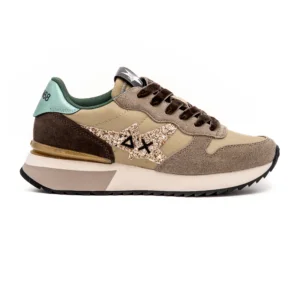 Sapatilha Sun68 Stargirl Glitter em Bege vista lateral