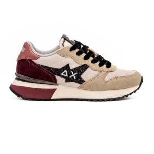 Sapatilha Sun68 Stargirl Glitter em Bordeaux vista lateral