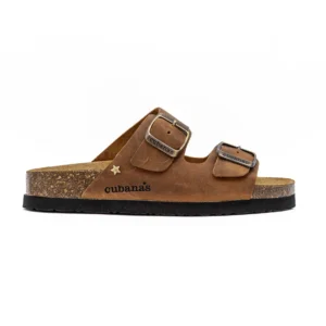 Chinelo Cubanas Amalia 100 Camel vista lateral